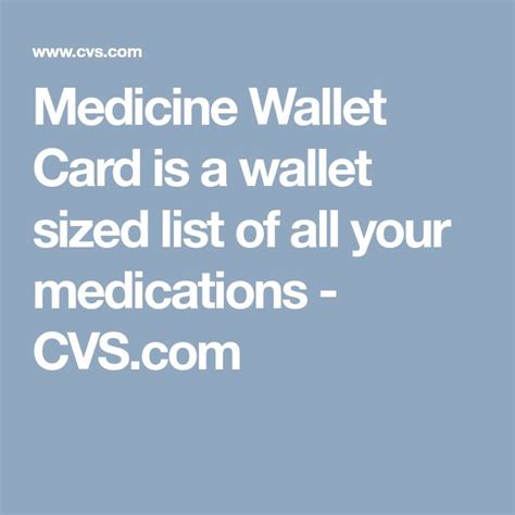 Medicine Wallet Card Is A Wallet Sized List Of All Your Medications