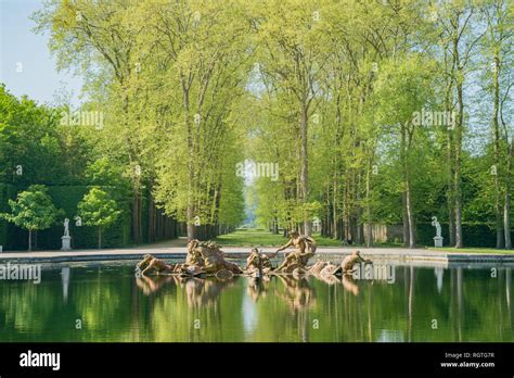 The Beautiful Apollo Fountain Of Place Of Versailles At France Stock