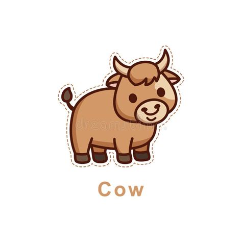 Cartoon Cute Brown Cow Vector Illustration Baby Cow Stock Illustration