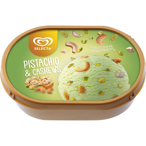 Delicate and delicious, this product is defined by its vivid green colour and intense aroma. Selecta Pistachio & Cashew Ice Cream 750Ml | Selecta Ice Cream