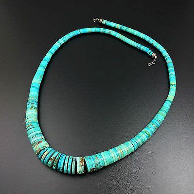 Huge Vintage Native American Turquoise Heishi Bead Necklace Turquoise