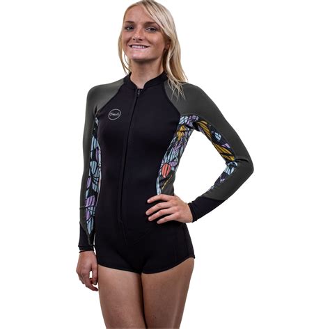 2021 Oneill Womens Bahia 21mm Front Zip Long Sleeve Shorty Wetsuit