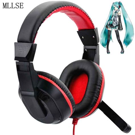 Mllse Anime Hatsune Miku Stereo Bass Headphones Pc Gaming Earphone With