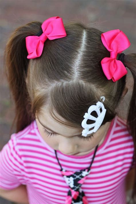 Once Upon A Curl Pigtails Ponytail Small Bows Straight Curly Hair