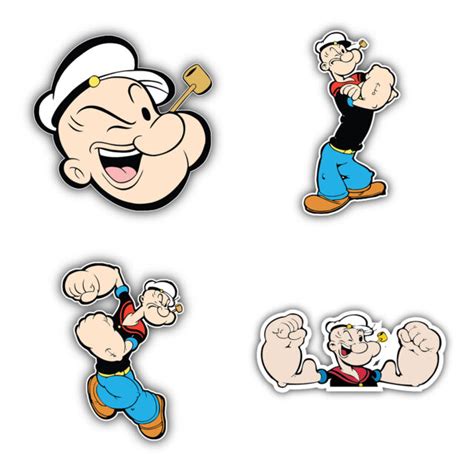 Popeye Cartoon Set Of 4 Vinyl Sticker Decal 5 Longer Side Id2 Ebay