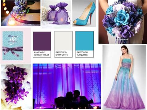 Violet Purple Turquoise Blue And Snow White Pantone Wedding