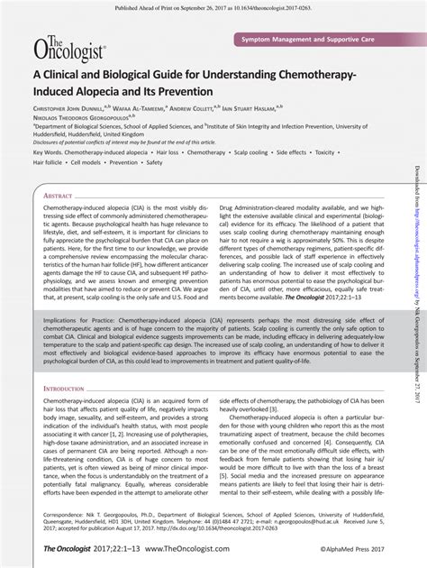 Pdf A Clinical And Biological Guide For Understanding Chemotherapy‐induced Alopecia And Its