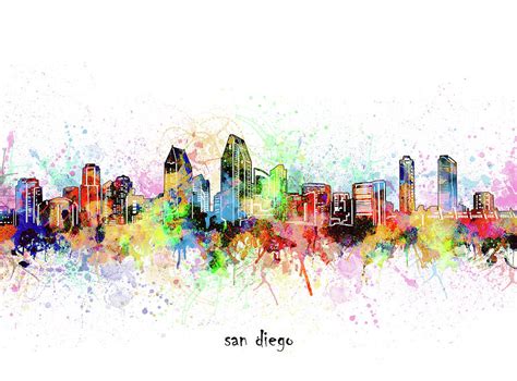 San Diego Skyline Artistic Digital Art By Bekim M Pixels