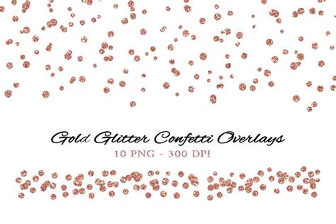 Rose Gold Glitter Confetti Clipart Overlay Borders