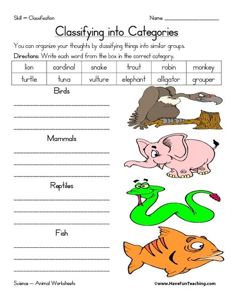 Classifying Into Categories Worksheet For 1st 2nd Grade Lesson Planet