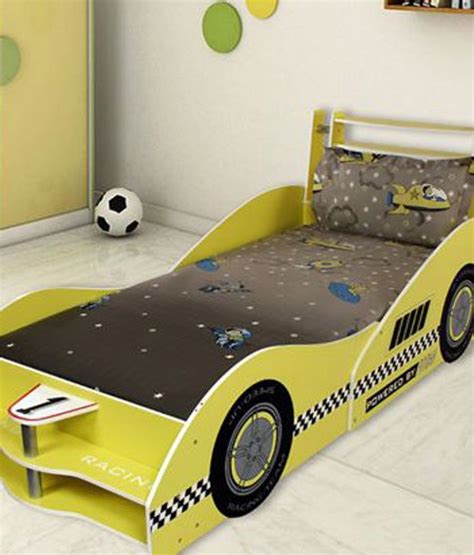A platform bed with a bookcase headboard can provide welcome storage, with a few shelves to hold books or sundries. ATS Yellow Race Car Shaped Bed - Buy ATS Yellow Race Car ...