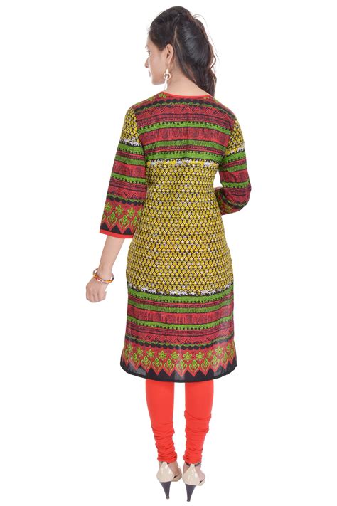 Vihaan Impex Designer Multicolored Long Stylish Printed Woman Kurti Kurta Viku2411 Vihaan