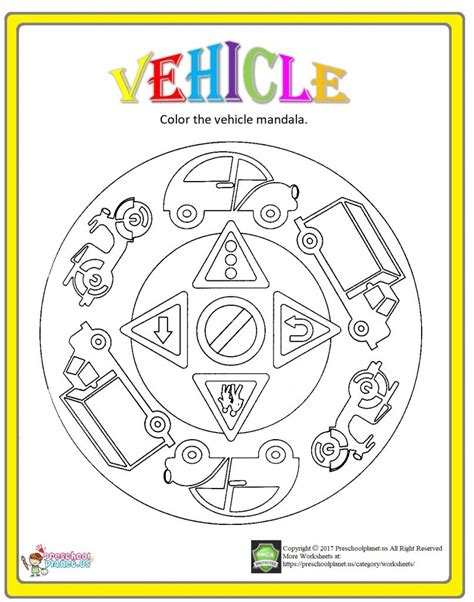 Vehicle Mandala Coloring Preschoolplanet