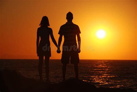 Girlboysea And Sunset Stock Image Image Of Ocean Skyline 8448623