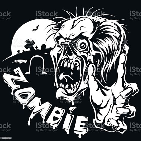 Zombie With Outstretched Hands The Cemetery Vector
