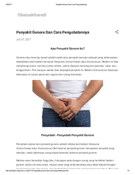 Pdf Penyakit Gonore Dan Cara Pengobatannya Songjoong Permana