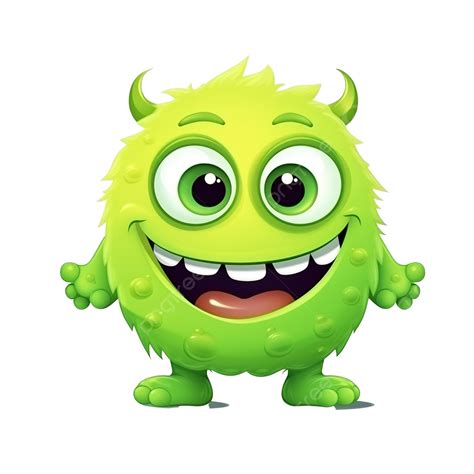 Cute Friendly Green Monster Illustration Halloween Print With Happy