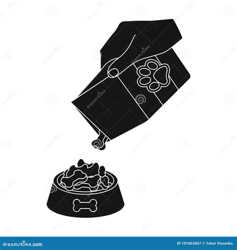 Feeding A Pet Feed In A Bowl Petdog Care Single Icon In Black Style
