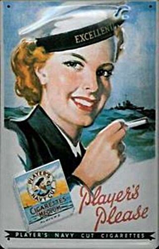 Players Cigarettes Navy Cut Lady Sailor Embossed Steel Sign 300mm X