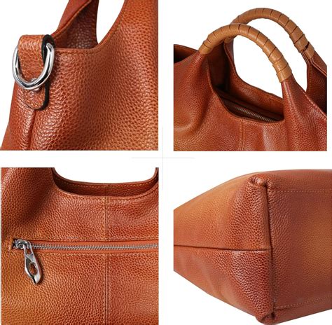 Iswee Womens Genuine Leather Handbags Tote Bag Shoulder Bag