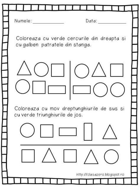 Figuri Geometrice Fișe De Lucru Activități Clasa Pregatitoare