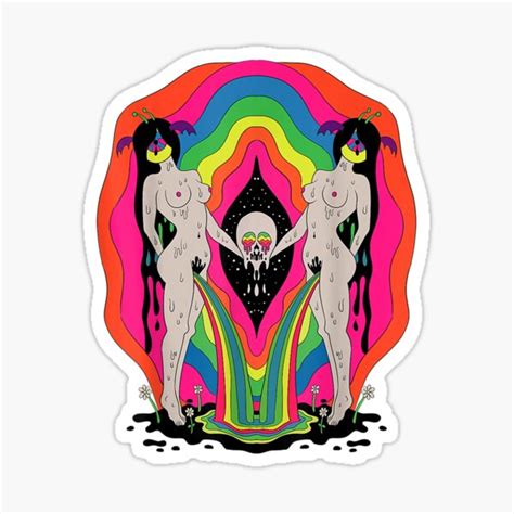 Psychedelic Abstract Nude Art Lsd Hippie Trippy Gift Idea Sticker By Oddenmekaullza