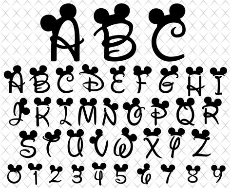 Disney Font Alphabet Svg Mickey Mouse Cricut Silhouette Name Tag My
