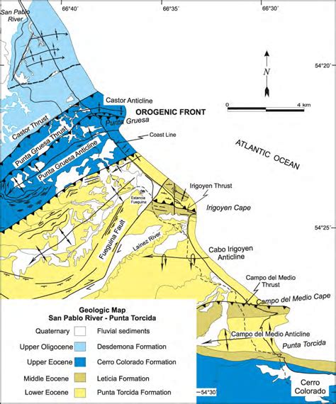 Geology Map And Structural Section Of The Atlantic Shore Of Tierra Del