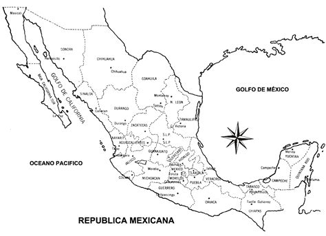 Mapa De México Con División Política