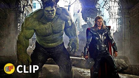 Hulk Punches Thor Avengers Vs Chitauri Army Part 3 The Avengers