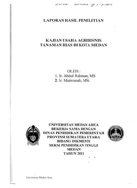 Pdf Laporan Hasil Penelitian Kajian Usaha Repositoryumaacid