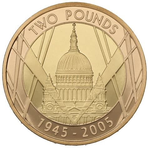 2005 £2 Two Pound Proof Gold Coin 60th Anniversary Wwii 1945 1213