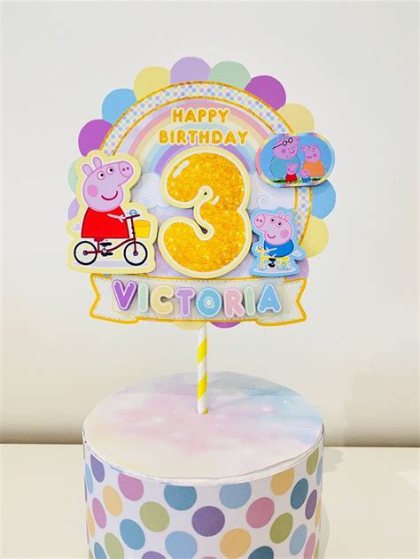 Peppa Pig Cake Topper Cake Decoration Personalised Name And Etsy