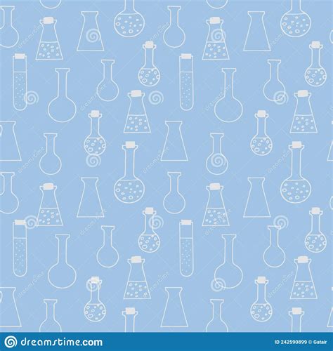 Chemical Test Tubes And Flasks Seamless Pattern Hand Drawn Doodle