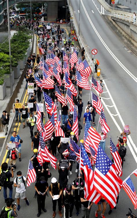 Hong Kong Protesters In Us Flags Ask Donald Trump To Liberate City