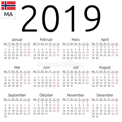 Calendar In Norwegian Language For Year 2020 2021 2022 2023 2024