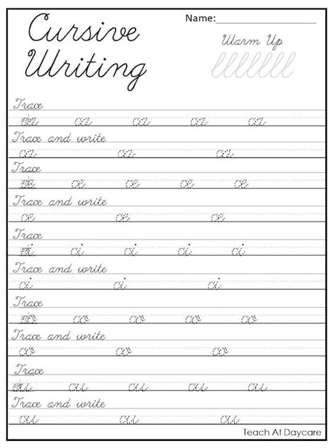 Cursive Writing Practice Sheet For Kids