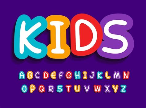 Niños Vector Conjunto De Letras Divertido Alfabeto Brillante Creativo