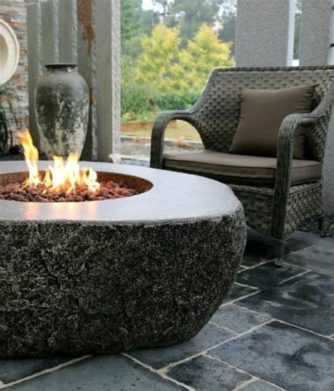Fiery Rock Fire Table Cast Concrete Fire Pit Stonewood Products