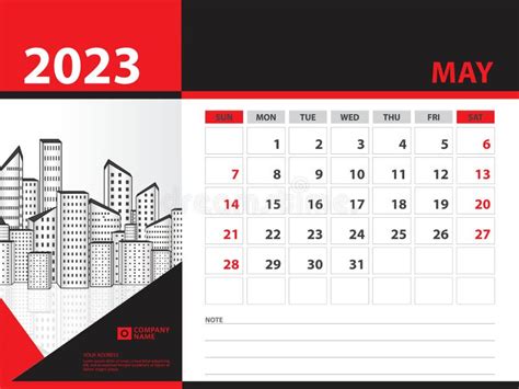Plantilla De Calendario 2023 Año Mayo 2023 Semana Comienza El Domingo
