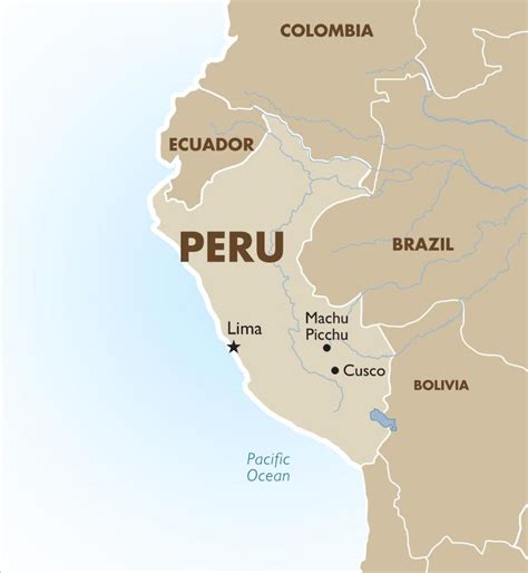 País Perú Mapa Mapa Del Perú Y De Países Limítrofes América Del Sur