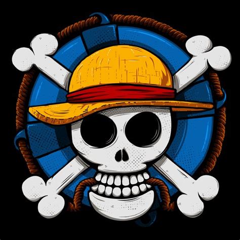 A Skull Wearing A Yellow Hat With Two Crossed Bones And A Rope Around