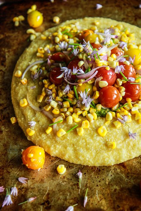 Creamy Polenta With Pesto Corn And Blistered Cherry Tomatoes Heather