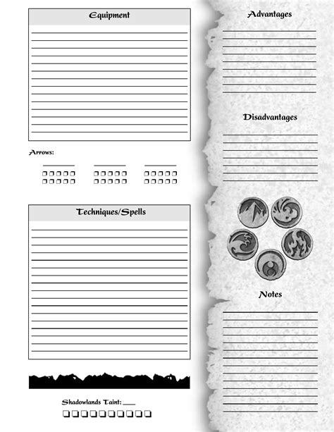 Legend Of The Five Rings Character Sheet Download Printable Pdf