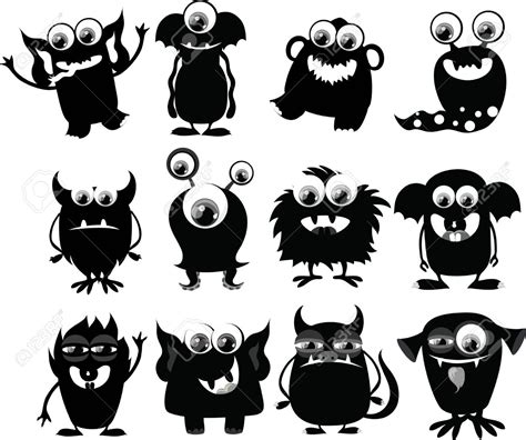 Free Cute Black And White Monster Clipart 20 Free Cliparts Download