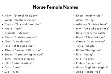 210 Great Norse Female Names With Meanings 2024