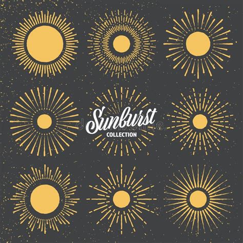 Hand Drawn Vintage Sunburst Sunset Beams On Checkered Paper Sheet