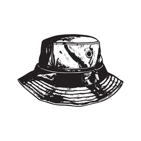 Premium Vector Bucket Hat Vintage Logo Line Art Concept Black And