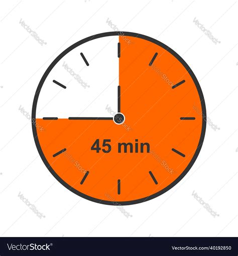 Clock Icon With 45 Minutes Time Interval Vector Image