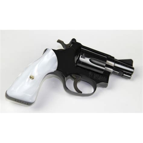 Sandw J Frame Square Butt Kirinite White Pearl Revolver Grips